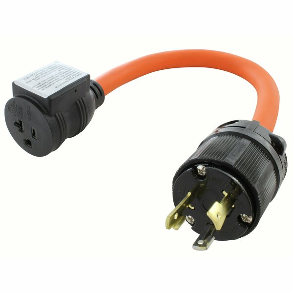 Ac Works 1.5FT 30A 3-Prong L5-30P Locking Plug to Household Outlet with 20A Breaker L530CB520